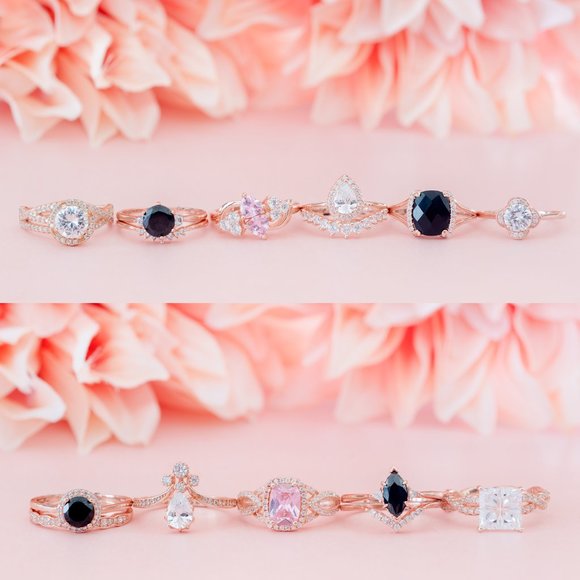 Pink Gemstone Rose Gold ring, 925 Sterling Silver, 18k Rose Gold finish - Picture 4 of 5